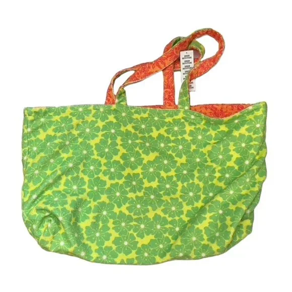 Lucky Printed Terrycloth Reversible Tote Bag Large Beach Poolside B2 - Picture 6 of 9